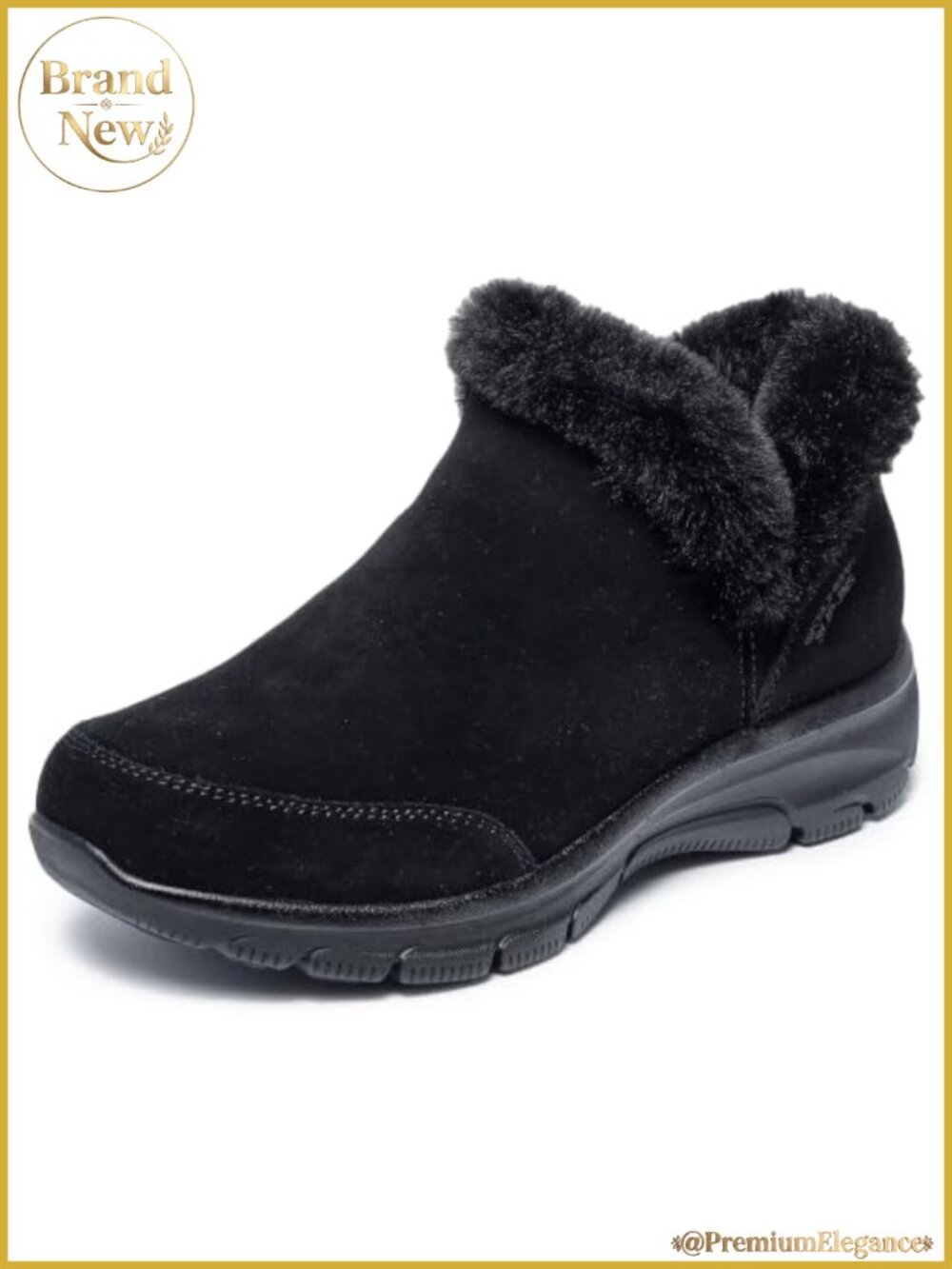 Skechers Slip-Ins Suede Faux Fur Ankle Booties Hands Free Winter